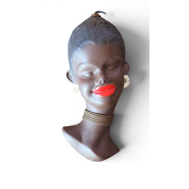 Vintage Mid Century Modern Ceramic African Woman Wall Light Sconce, c1950s. Has original shade but missing mount. Will...