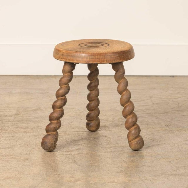 1950s 1950s Short French Wood Tripod Stool For Sale - Image 5 of 8