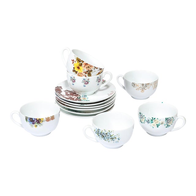 Porcelain Erotic Coffee/Tea Set of Six Cups & Saucers After Tom of Finland For Sale