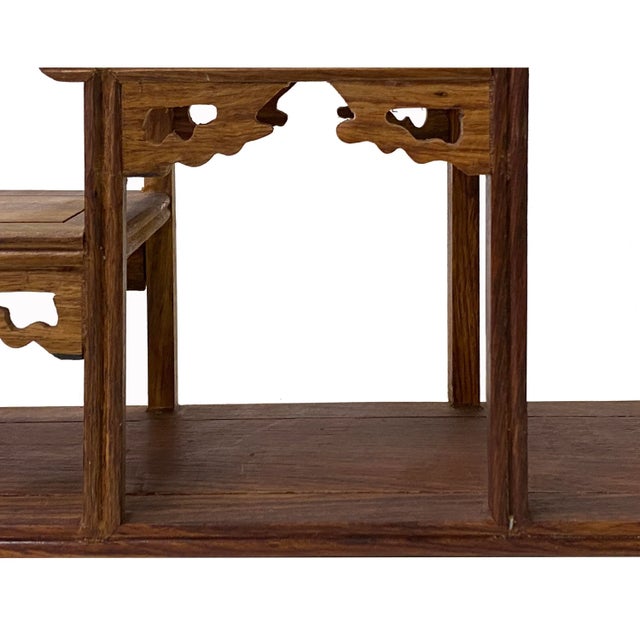 Brown Wood Bridge Step Shape Table Top Curio Display Easel Stand For Sale - Image 11 of 12