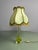 A distinctive vintage table lamp featuring a sculptural green crystal glass base by the renowned belgian manufacturer val...