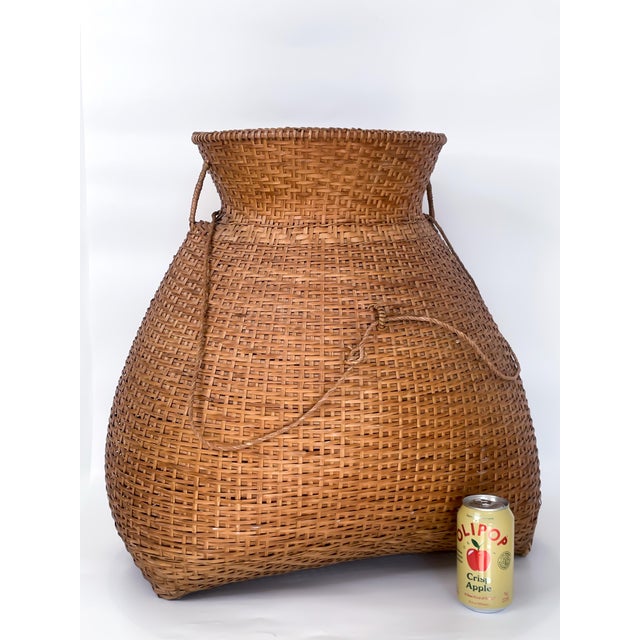 Monumental Vintage Asian Fish Trap Basket Large Handwoven Wicker Creel Sculptural Organic Modern Decor For Sale - Image 4 of 9