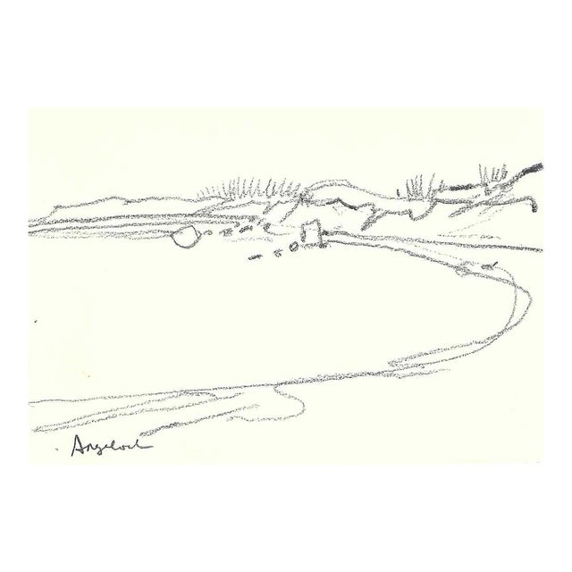 1950s Robert Angeloch Coastal Drawing For Sale