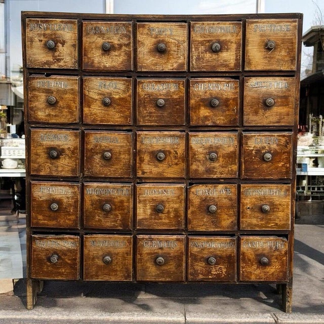 Antique Bank of 25 Shop Drawers with Hand-Painted Names For Sale - Image 13 of 14