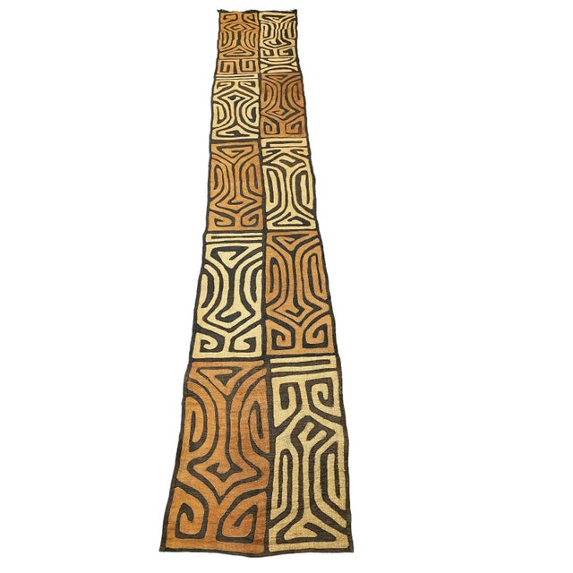 Textile African Wall Hanging Kuba Cloth Raffia /Textile Zaire 133" For Sale - Image 7 of 11