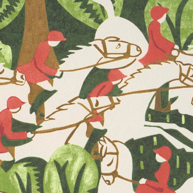 Contemporary Schumacher x The New Yorker Margaret Schloeman's Fox Chase Wallpaper In Forest For Sale - Image 3 of 5