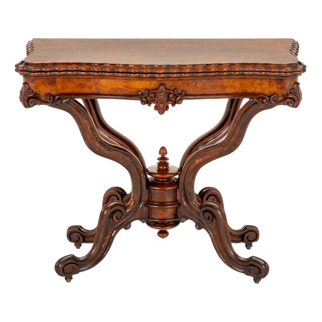 Victorian Card Table in Walnut, 1860s For Sale
