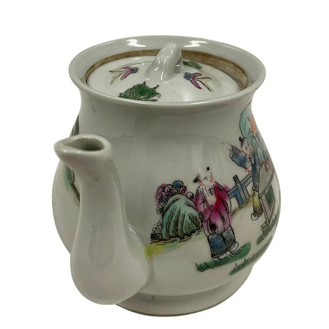 Look at this magnificent antique Chinese porcelain teapot. It was hand made and hand paint with beautiful Chinese...
