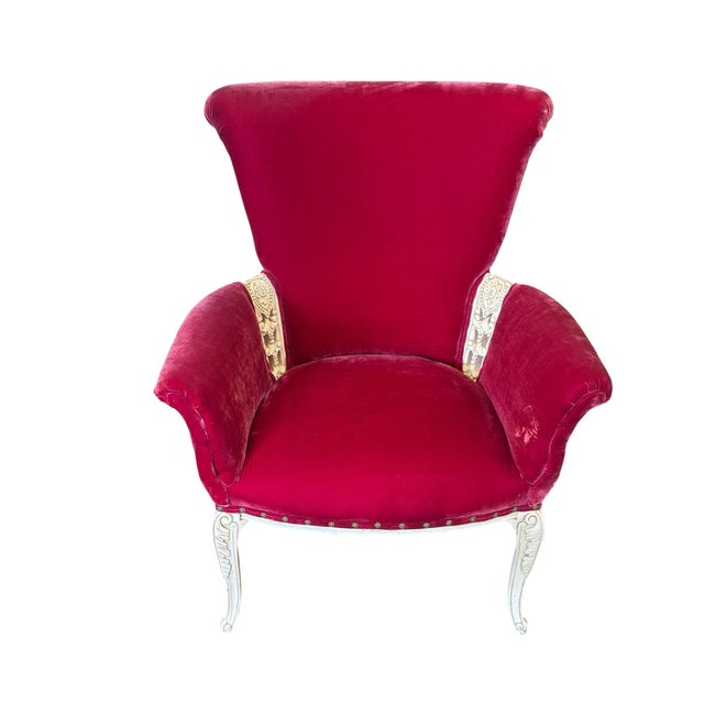 Classic French elegance meets dramatic color in this beautifully proportioned Louis XV style bergère lounge chair....