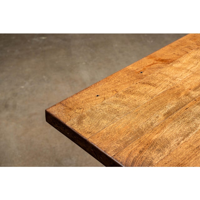 Industrial Table on Antique Cast Iron Base For Sale - Image 11 of 15