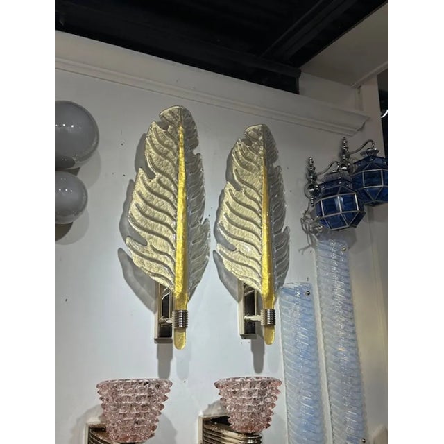 2000 - 2009 Murano Platinum Leaf Sconces For Sale - Image 5 of 5