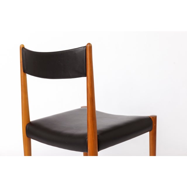 Beige Vintage German Dining Chairs in Beech and Black Faux Leather attributed to Lübke, 1970s, Set of 6 For Sale - Image 8 of 11