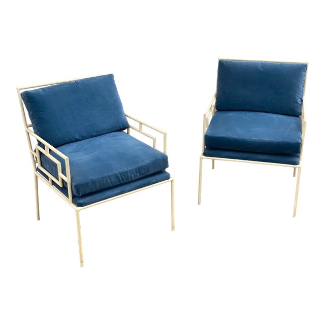 Mr. Brown London Fitzroy Blue Chairs - a Pair For Sale