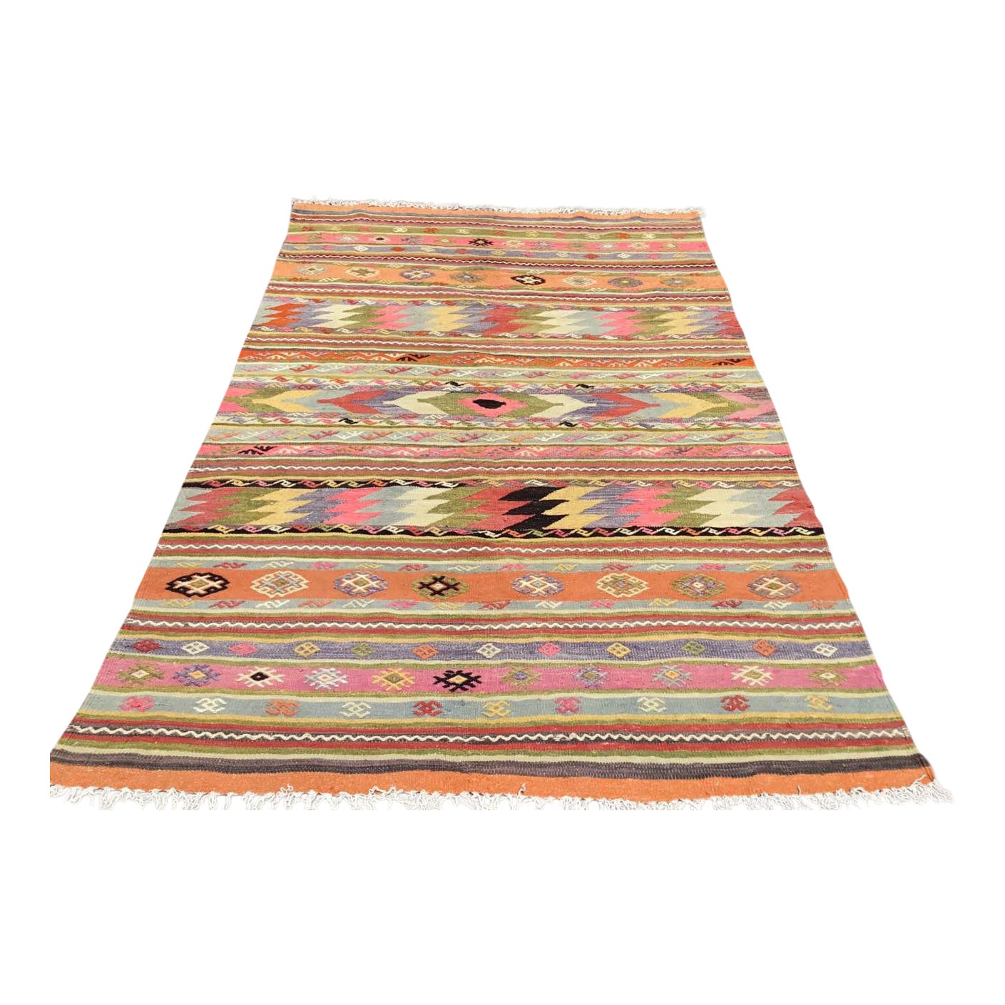Vintage Pale Turkish Kilim Rug | Chairish