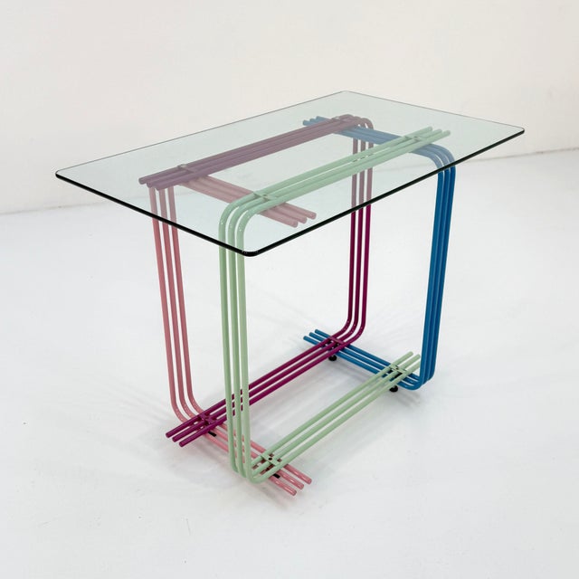 Multicolor Console Table with Glass Board, 1980s For Sale - Image 9 of 9