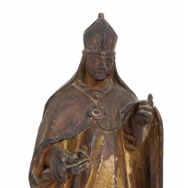 Italian Artist, Saint Ambrosius, 17th Century, Wood Sculpture For Sale - Image 4 of 6
