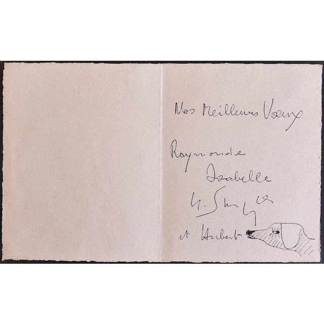 Composition is an original drawing in watercolor realized by Gustave Singer in 1962, and dedicated to Nesto Jacometti....