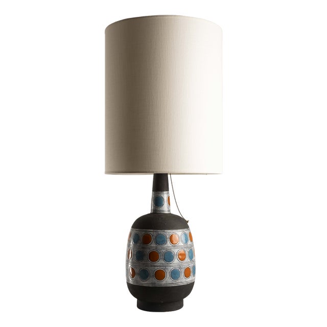 European Polychrome Ceramic Table Lamp, 1960s For Sale