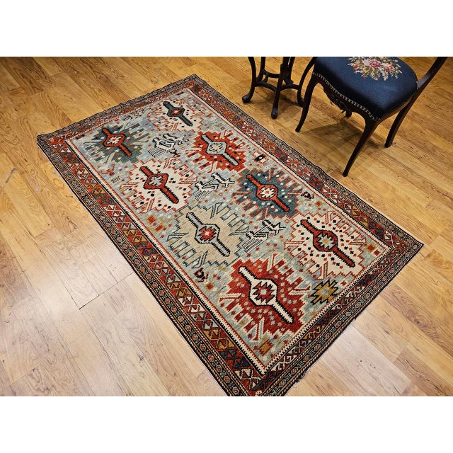 Caucasian Shirvan Area Rug, Handwoven Wool, Allover Geometric Design, 1920s, 4' x 6' For Sale - Image 10 of 18