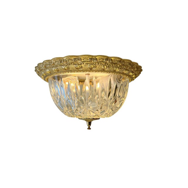 Brass and Cut Glass Flush Mount, 1960s For Sale - Image 12 of 12