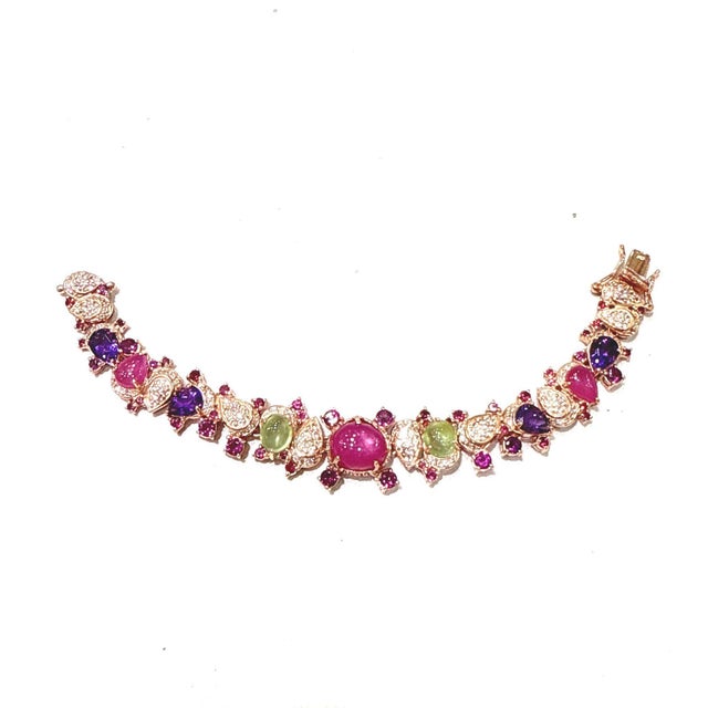 Early 21st Century Bochic "Capri" 70 Carats Ruby & Multi Color Gem Bracelet Set 18K Gold & Silver For Sale - Image 5 of 18