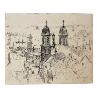 William Meyerowitz Fisherman's Church Gloucester Massachusetts Etching For Sale