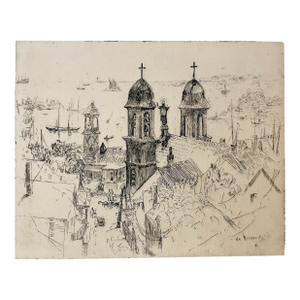 William Meyerowitz Fisherman's Church Gloucester Massachusetts Etching