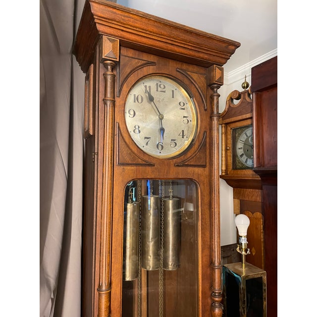 Early 1900s Gustav Becker Grandfather Clock With Quarter Strike Chimes