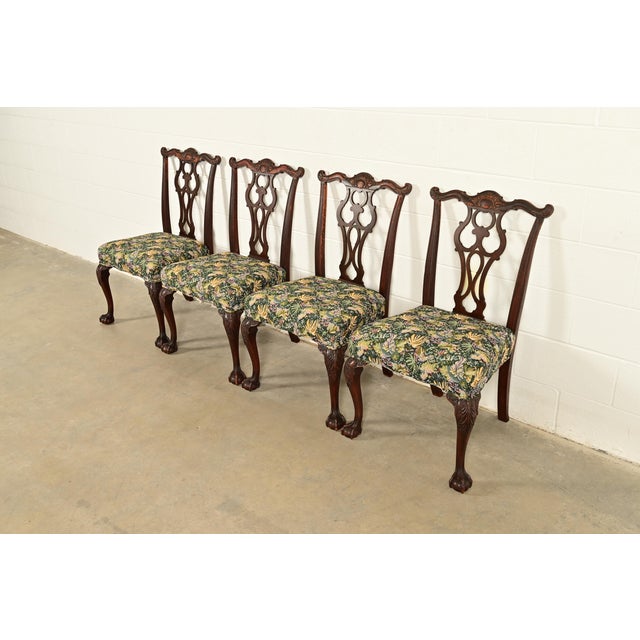 Romweber Romweber Antique Chippendale Carved Mahogany Dining Chairs, Set of Four For Sale - Image 4 of 13