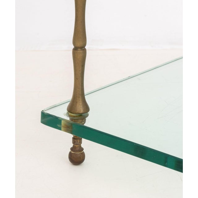 Transparent Pair of Modern Faux Bamboo Brass and Glass Side Tables For Sale - Image 8 of 8