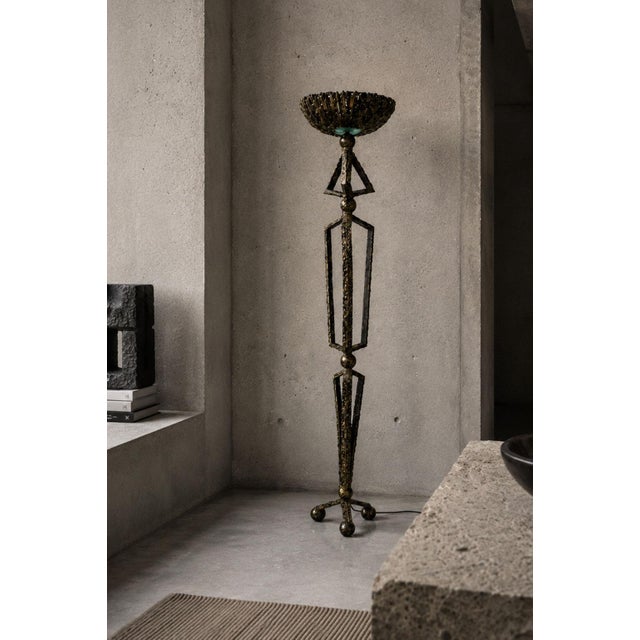 Handcrafted Dutch Brutalist Floor Lamp, 1980s A striking one-of-a-kind Brutalist floor lamp, handcrafted in the...