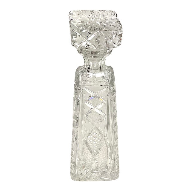1940s Art Nouveau Superior Cut Crystal Liqueur/Liquor Decanter For Sale