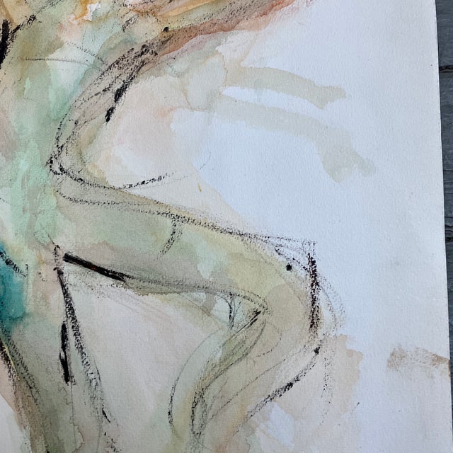 1970’s Original Abstract Dancing Figure Watercolor Painting For Sale - Image 4 of 5