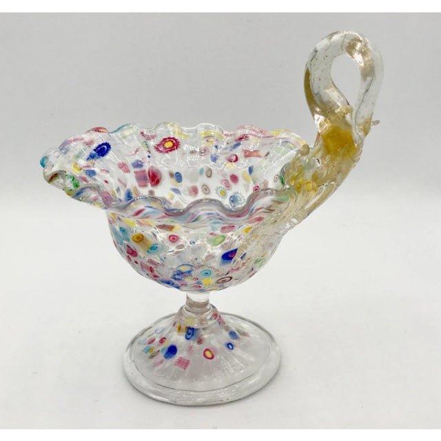 Late 19th Century Late 19th Century Antique Murano Attributed Footed Compote Bowl With Millefiori For Sale - Image 5 of 11