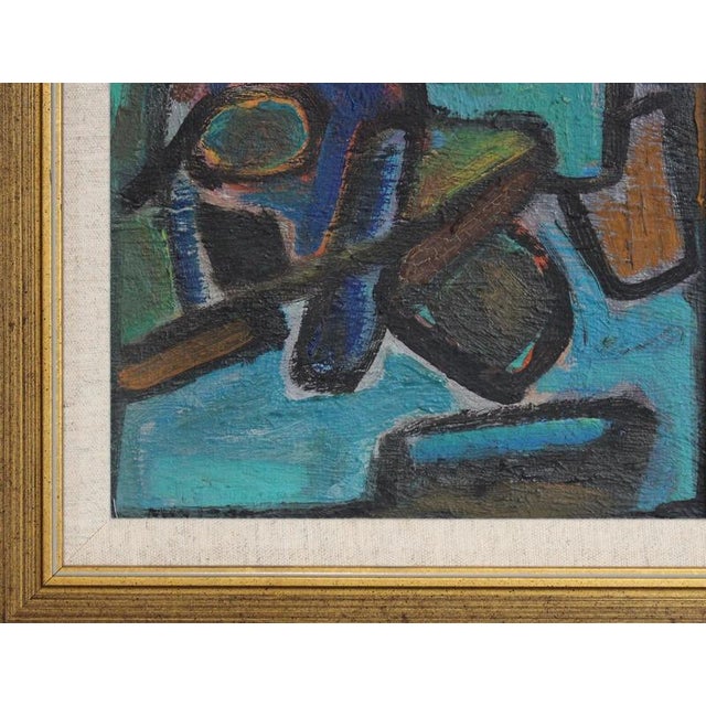 Pierre-Yves Beltran, Abstract Composition, 1980s, Oil Painting on Board, Framed For Sale - Image 12 of 15