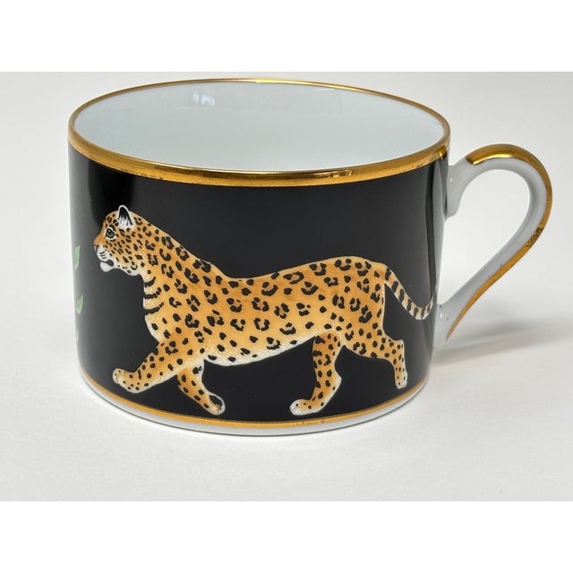Lynn Chase Jaguar Jungle Porcelain Cup and Saucer With Gold Trim For Sale - Image 16 of 16