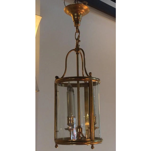 Gilt Brass Petite Round Lantern with Canopy For Sale - Image 4 of 8