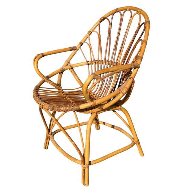 Wood Rattan Armchairs, France, 960s, Set of 4 For Sale - Image 7 of 14