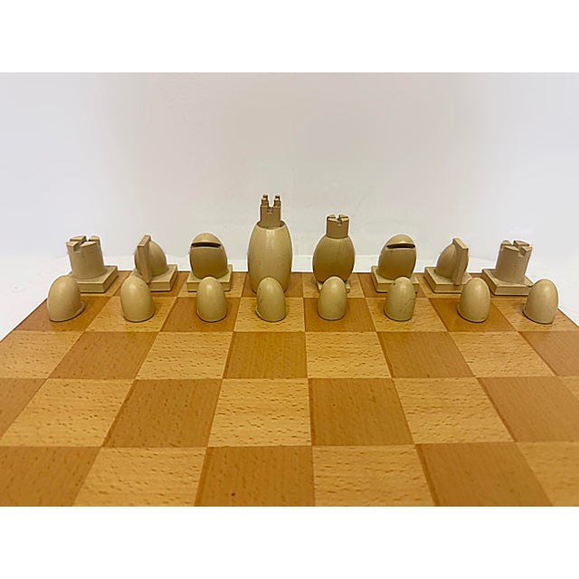 Contemporary Vintage Post Modern Michael Graves Chess Set, Maple Board For Sale - Image 3 of 9