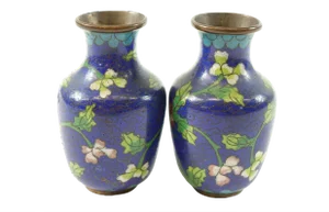 Vintage Early 20th Century Chinese Cloisonne Vases - A Pair