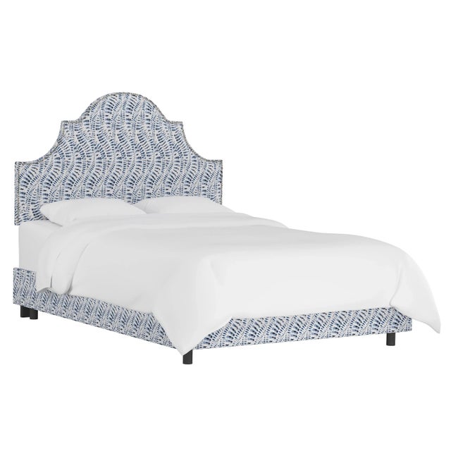 Halsted Bed in Blue Snake Skin, Full For Sale In Chicago - Image 6 of 6