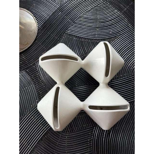 Rare Italian Midcentury White Ceramic Flower Vase. Marked 2 Eppe, ITALIA.