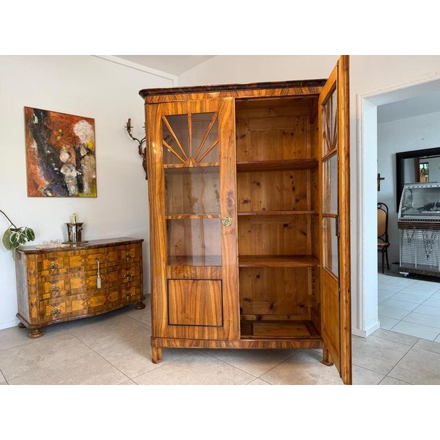 Biedermeier Display Cabinet in Walnut For Sale - Image 12 of 16