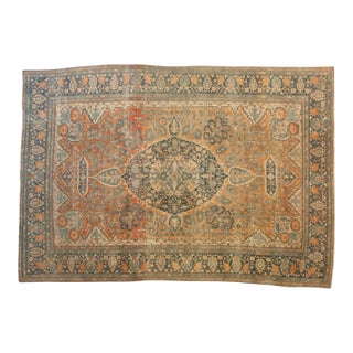 1910s Antique Persian Farahan Sarouk Scalloped Medallion Wool Carpet For Sale