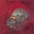 Transfiguration by Elena Burykina | Oil on panel Still life of a metallic helmet on a red background For Sale