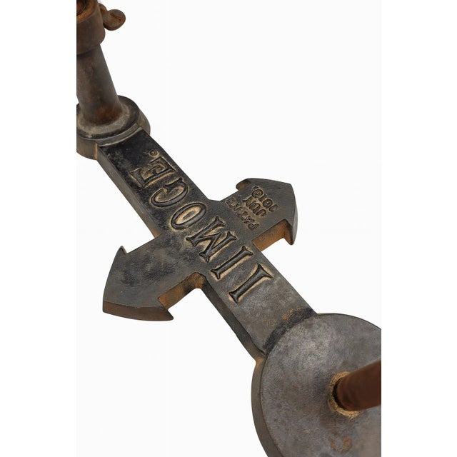 Antique Limoges Factory Artist’s Cast Iron & Wood Detailing Armrest – 1916 For Sale - Image 10 of 11