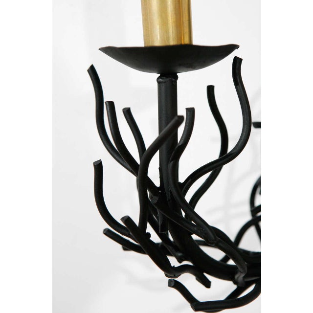1970s 1970s Double Faux Black Coral Sconce With Brass Candle Covers For Sale - Image 5 of 9