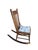 Wood Antique American Country Wood Spindle Back Rocking Chair With Blue Toile Cushion For Sale - Image 7 of 11