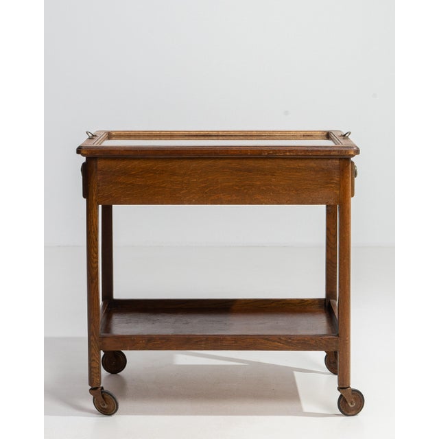 French Oak Bar Cart, Antique, France, Circa 1950 For Sale - Image 4 of 14