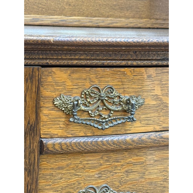 1940s Vintage Quarter Saw Oak Sideboard For Sale - Image 5 of 12